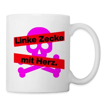 LINKE ZECKE MIT HERZ PINKES STATEMENT GEGEN RECHTS - Tasse - Weiß - Rechts