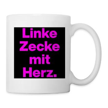 LINKE ZECKE MIT HERZ PINKES STATEMENT GEGEN RECHTS - Tasse - Weiß - Rechts