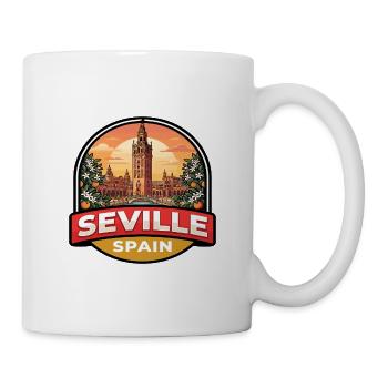 Sevilla, Spanien Reiseabzeichen Plaza de España Geschenk - Tasse - Weiß - Rechts