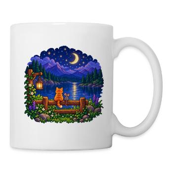 Mondnacht am See: Katze & Maus - Tasse - Weiß - Rechts