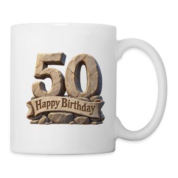 50er Geburtstag Steinbanner - Tasse - Weiß - Rechts