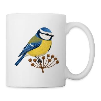 Blaumeise auf Samenstand – Gartenvogel - Tasse - Weiß - Rechts