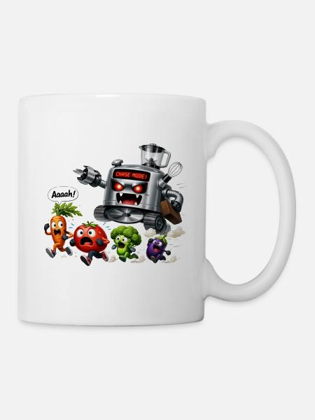 Zeichentrick-Gemüsejagdroboter - Tasse - Weiß