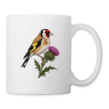 Stieglitz auf Distel – Gartenvogel - Tasse - Weiß - Rechts