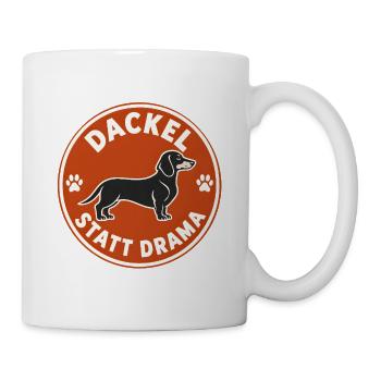 Dackel statt Drama Kreis-Logo - Tasse - Weiß - Rechts