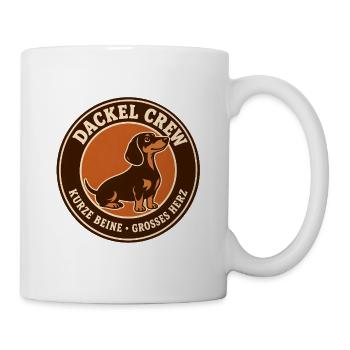 Dackel Crew Logo: Niedlicher Hundemotiv - Tasse - Weiß - Rechts