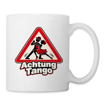 Achtung Tango – Tanzpaar im Warnschild - Tasse - Weiß - Rechts