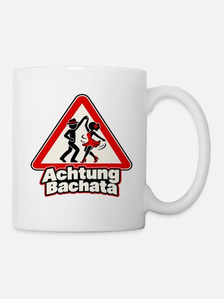 Achtung Bachata – Tanzpaar im Warnschild - Tasse - Weiß
