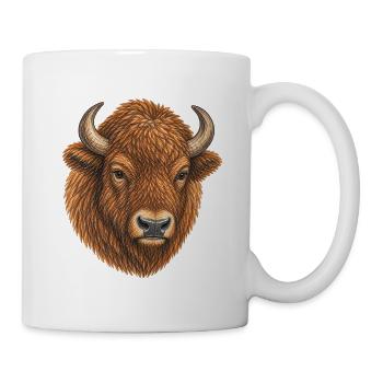 Europäischer Bisonkopf - Tasse - Weiß - Rechts