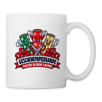 Geschenkpapierbande – Falten Kleben Lachen - Tasse - Weiß - Rechts