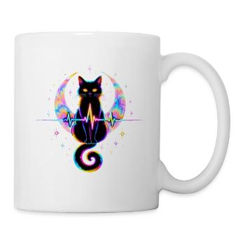 Minimalist Cat Heartbeat - Tasse - Weiß - Rechts