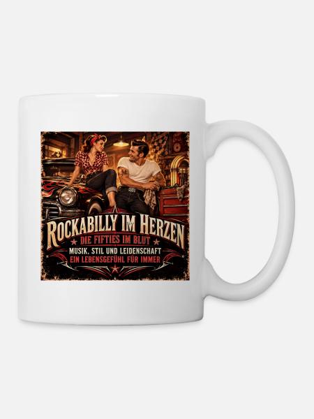 Rockabilly im Herzen - Tasse - Weiß