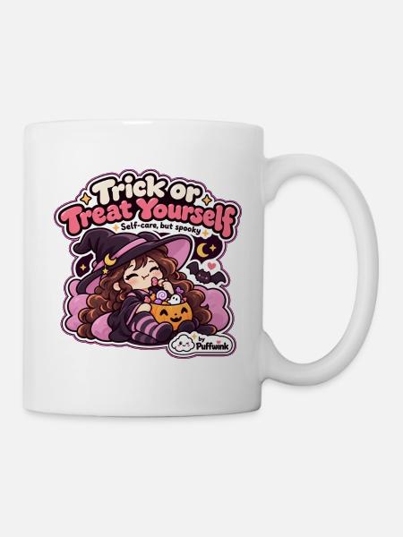 Halloween – Süßes oder Saures – Selbstfürsorge - Tasse - Weiß