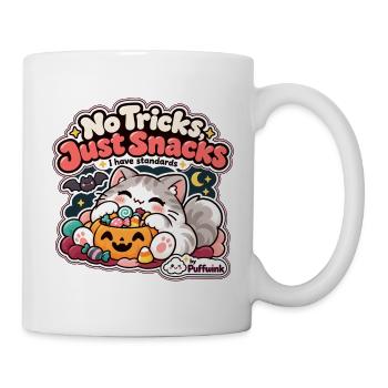 Halloween – Keine Tricks, nur Snacks – Gatto Goloso - Tasse - Weiß - Rechts