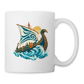 Wikinger Drachenschiff Drakkar Nordische Mythologi - Tasse - Weiß - Rechts
