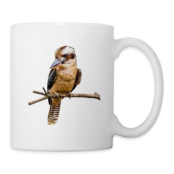 Lachender Hans Kookaburra Vogel Vektor Grafik - Tasse - Weiß - Rechts
