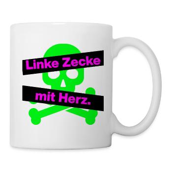 LINKE ZECKE MIT HERZ, ANTIFASCHISMUS, GEGEN RECHTS - Tasse - Weiß - Rechts