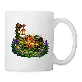 Glühende Schatztruhe im Gartenwald - Tasse - Weiß - Rechts