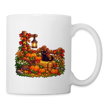 Herbstkatze am Kürbiszauberhof - Tasse - Weiß - Rechts