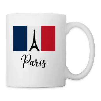 Paris Tricolore & Eiffelturm-Silhouette - Tasse - Weiß - Rechts