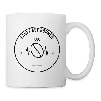 Läuft auf Bohnen – Kaffeebohne Herzschlag - Tasse - Weiß - Rechts