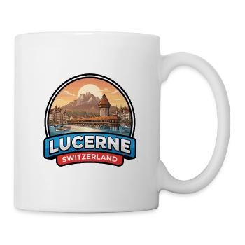 Luzern Schweiz Reiseabzeichen Kapellenbrücke - Tasse - Weiß - Rechts