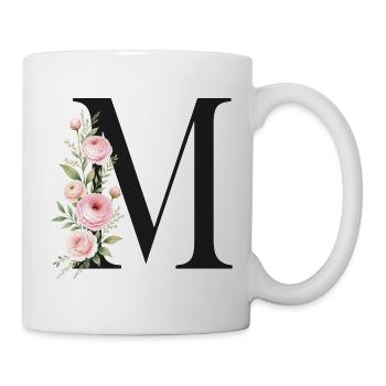 M Buchstabe Monogram Floral - Tasse - Weiß - Rechts