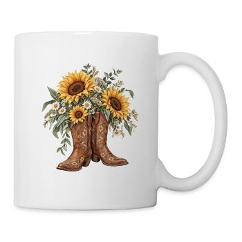 Cowboystiefel mit Sonnenblumen - Tasse - Weiß - Rechts