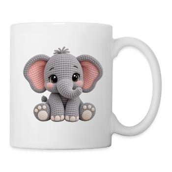 Kuscheltier Elefant Amigurumi Grau - Tasse - Weiß - Rechts