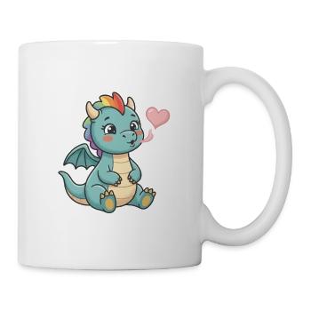 Kuscheliger Regenbogen-Drache Herz - Tasse - Weiß - Rechts