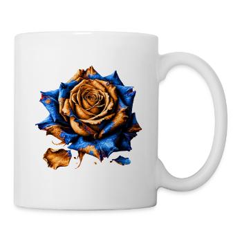 Orangen Blau Rose Kunst - Tasse - Weiß - Rechts