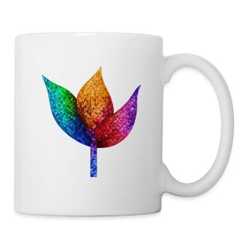 Regenbogengeometrisches Blatt - Tasse - Weiß - Rechts