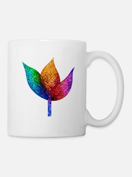 Regenbogengeometrisches Blatt - Tasse - Weiß