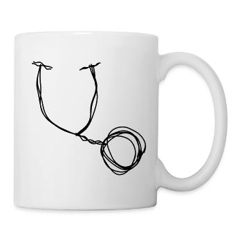 Stethoskop handgezeichnet - Tasse - Weiß - Rechts