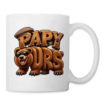 Papa Bear Wood stilisiert - Tasse - Weiß - Rechts