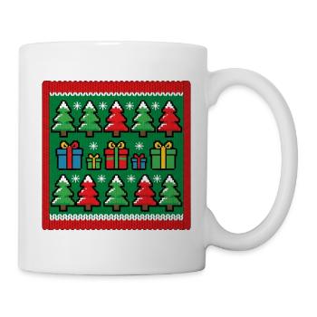 Ugly Christmas Pixel Strick Muster - Tasse - Weiß - Rechts
