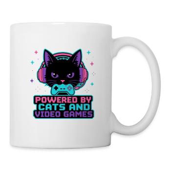 Angetrieben von Cats und Videospielen Black Cat Gamer SH - Tasse - Weiß - Rechts