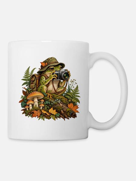 Frosch als Naturfotograf - Tasse - Weiß