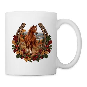 Pferd auf herbstlichem Bergpfad - Tasse - Weiß - Rechts