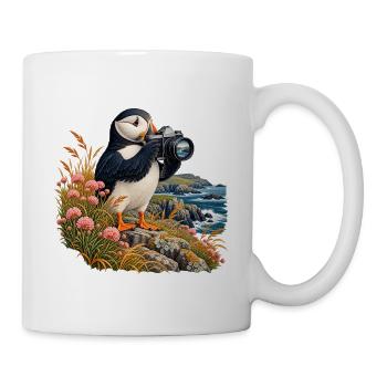 Papageitaucher mit Analogkamera - Tasse - Weiß - Rechts