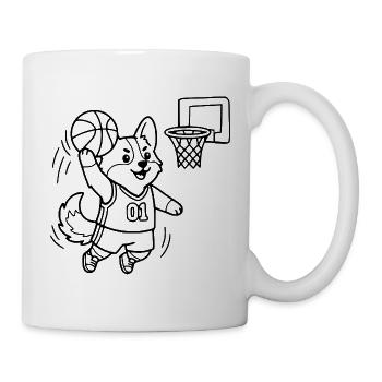 Niedliche Corgi-Basketballspieler-Übersicht - Tasse - Weiß - Rechts