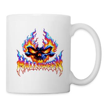 Feuriger Totenkopf Halloween Flammen Design - Tasse - Weiß - Rechts