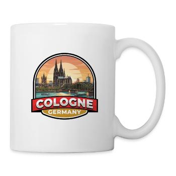 Köln, Deutschland Reiseabzeichen Dom, Rheingeschenk - Tasse - Weiß - Rechts