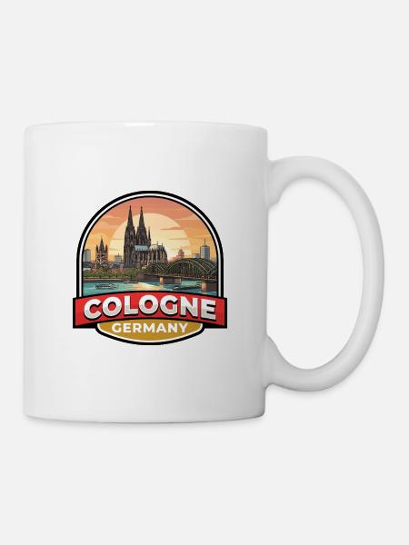 Köln, Deutschland Reiseabzeichen Dom, Rheingeschenk - Tasse - Weiß