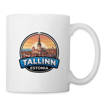 Tallinn Estland Reiseabzeichen Mittelalterliche Türme Geschenk - Tasse - Weiß - Rechts