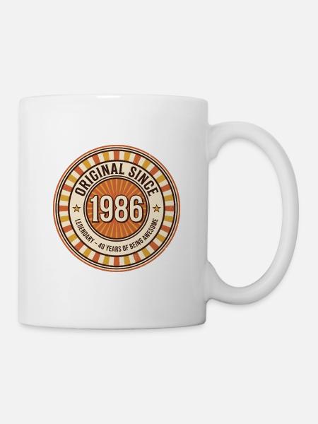 Original seit 1986 Retro-Abzeichen - Tasse - Weiß