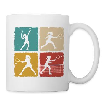 Retro Tennisspielerin Vintage Grunge Design - Tasse - Weiß - Rechts
