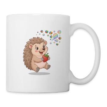 Igel mit Erdbeere und Blasen - Tasse - Weiß - Rechts