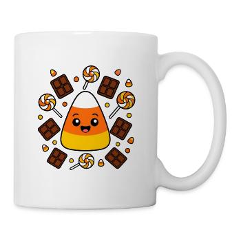 Halloween Süßigkeiten Candy Corn Bonbon Shirt - Tasse - Weiß - Rechts