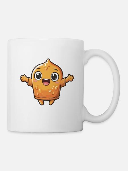 Fröhliche Orangene Blob-Figur - Tasse - Weiß